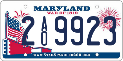 MD license plate 2AO9923