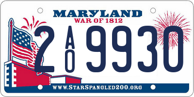 MD license plate 2AO9930