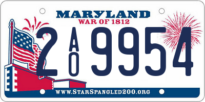 MD license plate 2AO9954