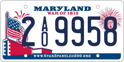 MD license plate 2AO9958