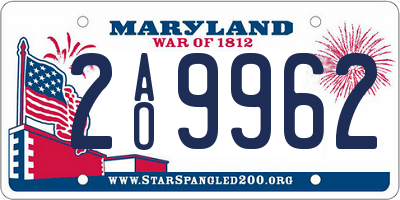 MD license plate 2AO9962