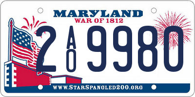 MD license plate 2AO9980