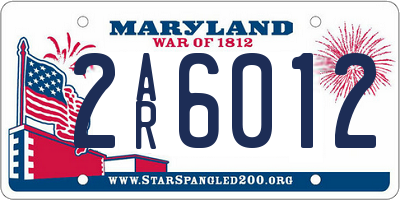 MD license plate 2AR6012