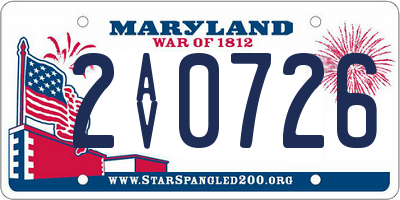 MD license plate 2AV0726
