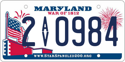 MD license plate 2AV0984