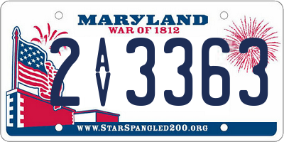 MD license plate 2AV3363