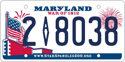 MD license plate 2AV8038