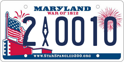 MD license plate 2AX0010