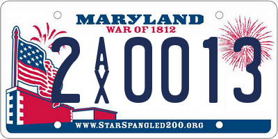 MD license plate 2AX0013