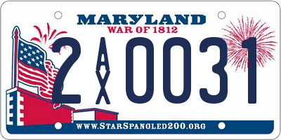 MD license plate 2AX0031
