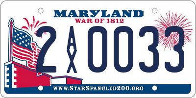MD license plate 2AX0033