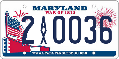 MD license plate 2AX0036