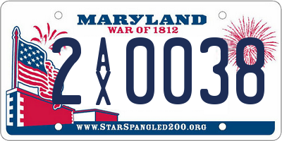 MD license plate 2AX0038