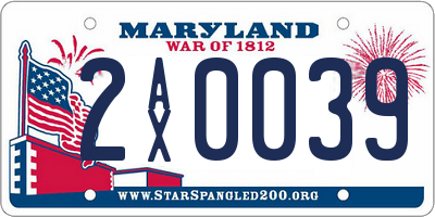 MD license plate 2AX0039