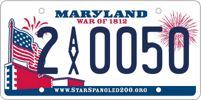 MD license plate 2AX0050