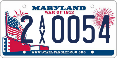 MD license plate 2AX0054