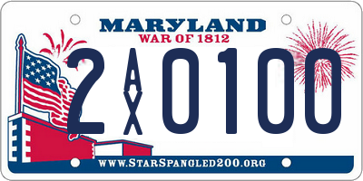 MD license plate 2AX0100