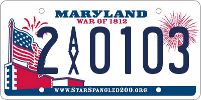 MD license plate 2AX0103