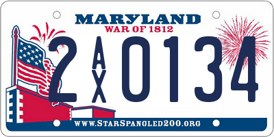 MD license plate 2AX0134