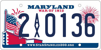 MD license plate 2AX0136