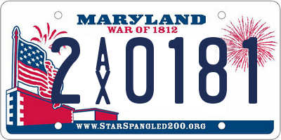 MD license plate 2AX0181