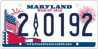MD license plate 2AX0192