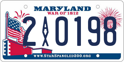 MD license plate 2AX0198