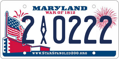 MD license plate 2AX0222