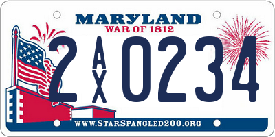MD license plate 2AX0234