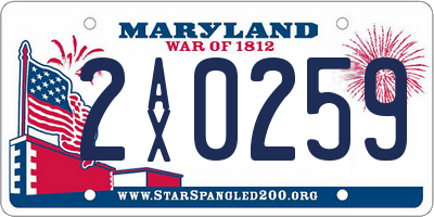 MD license plate 2AX0259