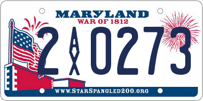 MD license plate 2AX0273