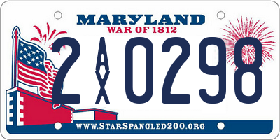 MD license plate 2AX0298