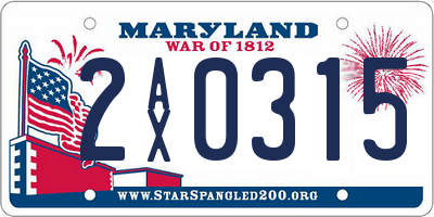 MD license plate 2AX0315