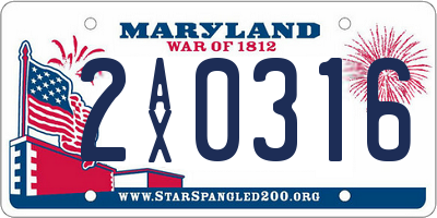 MD license plate 2AX0316
