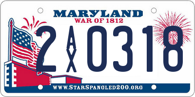MD license plate 2AX0318