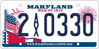 MD license plate 2AX0330