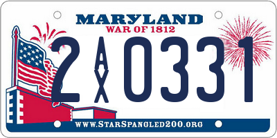 MD license plate 2AX0331