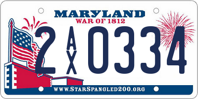 MD license plate 2AX0334