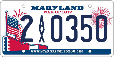 MD license plate 2AX0350