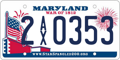 MD license plate 2AX0353