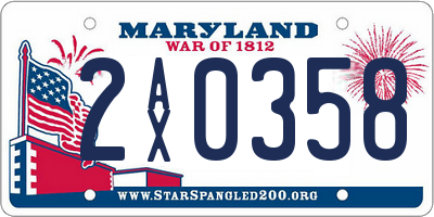 MD license plate 2AX0358