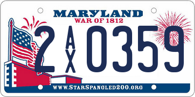 MD license plate 2AX0359