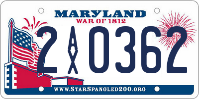 MD license plate 2AX0362