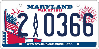 MD license plate 2AX0366