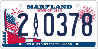 MD license plate 2AX0378
