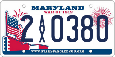MD license plate 2AX0380