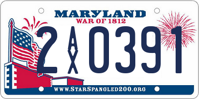 MD license plate 2AX0391