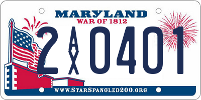 MD license plate 2AX0401