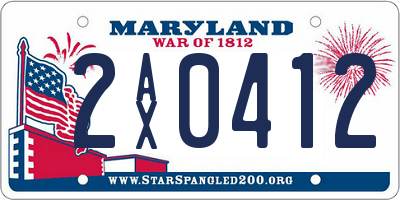 MD license plate 2AX0412