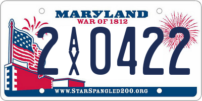 MD license plate 2AX0422